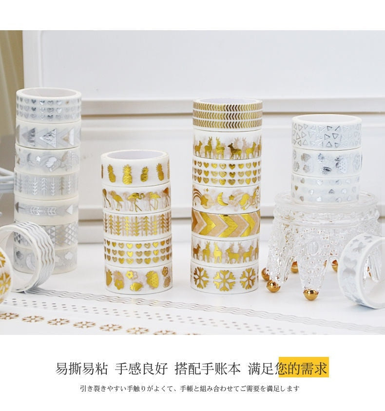 Dreamycolours® Long border golden&silver washi tapes